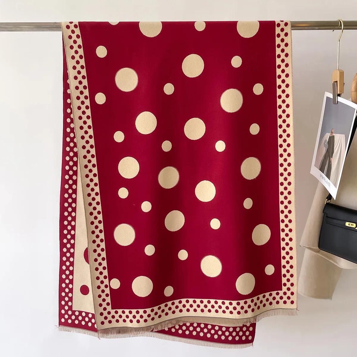 

Жіночий розкішний зимовий товстий теплий шарф Жіночий кашеміровий шаль Крапчасті накидки Пашміна Шийна хустка Bufanda Жіночий довгий з китицями Echarpe 66X186cm