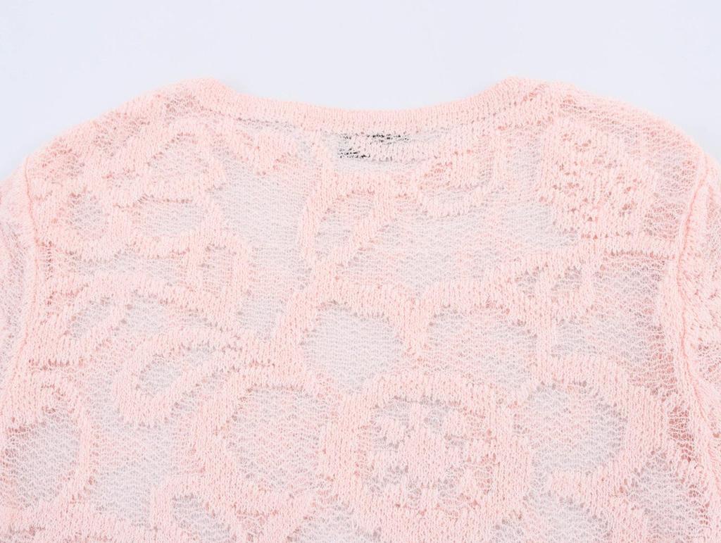 Women's 2025 Spring Floral Knit Top - European & American Style