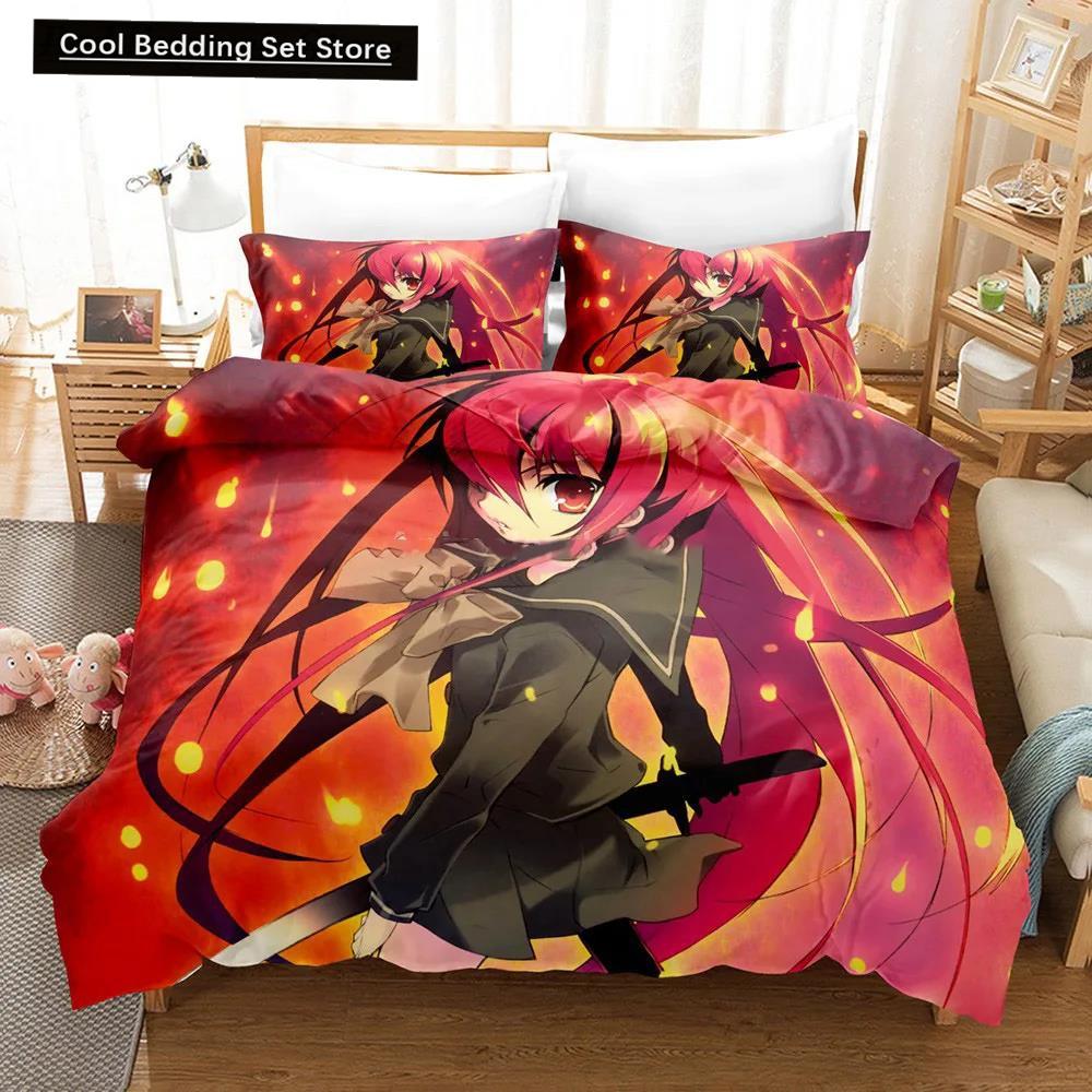 Kawaii Flicka Tecknad Shakugan No Shana Sängkläder Set Anime Sänglinne Täcke Påslakan Set Heminredning Enkel Queen King Size Gåva