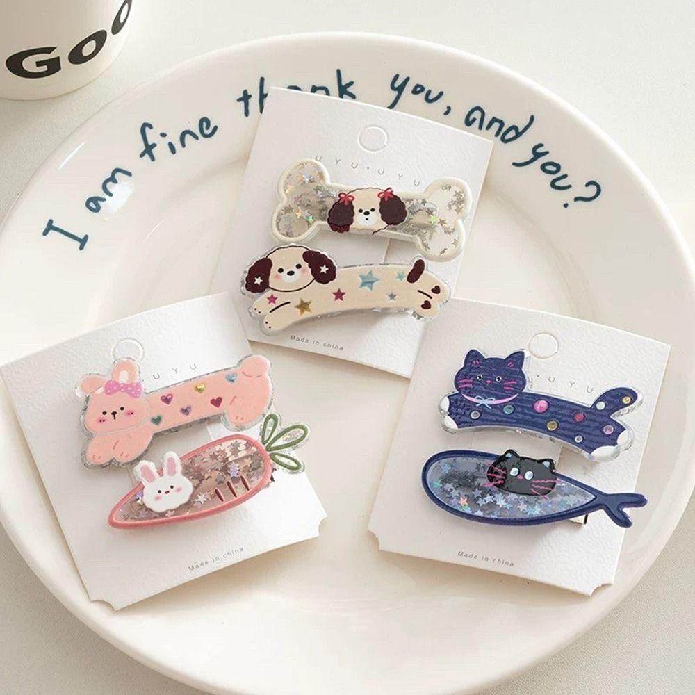 Shiny Sequin Hairclip Sweet Bangs Side Clip Fashion Cartoon Hair Clip For Women Girls