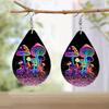 Glowing Mushroom Jellyfish Pattern PU Leather Earrings for Women Creative Fashion Earrings Double-sided Pattern Design Classic Water Drop Earrings