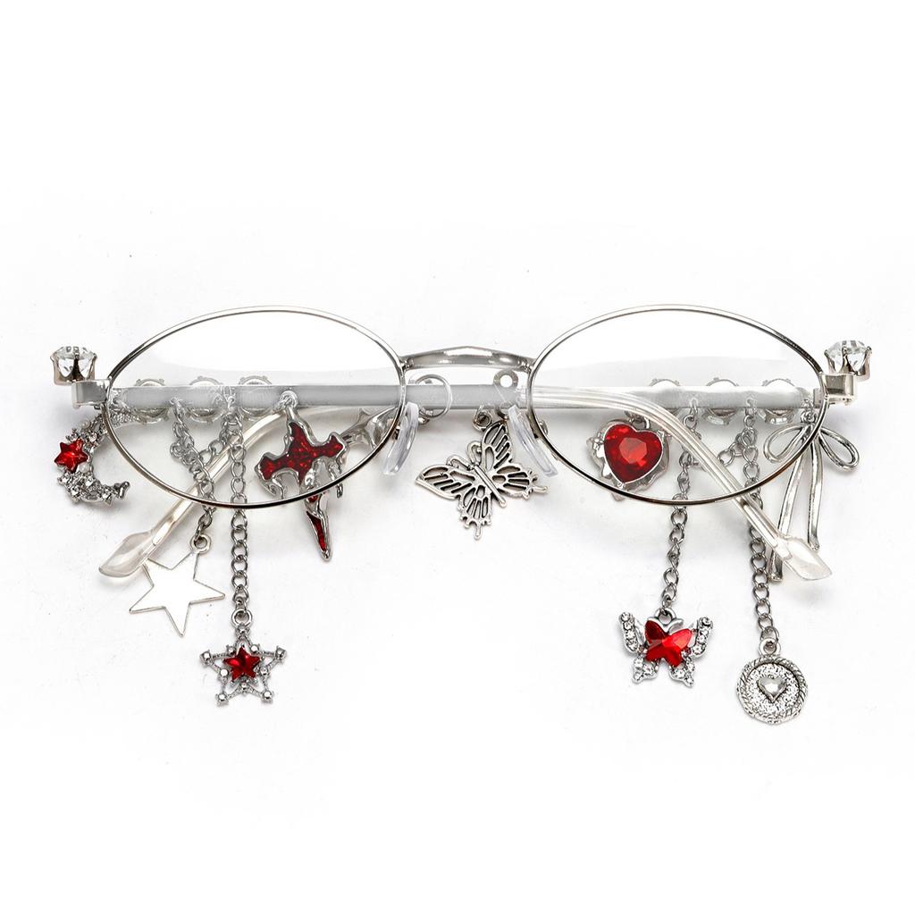 Módní Sladké Cool Pikantní Dívčí Brýle Sakura Módní Hvězda Diamant Malý Rám Eliptické Brýle pro Ženy Brýle