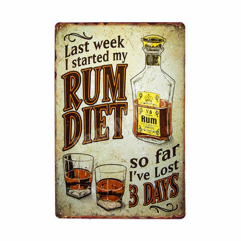Rum Vintage Metal Tin Signs, Beer Wall Stickers, Bar, Grill, Pub, Cafe, Home Decor, Whisky Art Painting, Decorative Plates