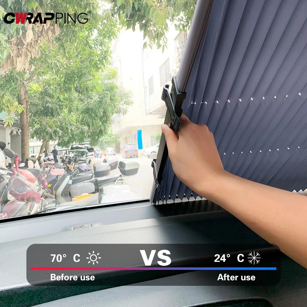 Car Window Sunshade Curtain Retractable Windshield Curtains UV Sunscreen Heat Protection Side Curtain for Auto Summer Accessorie