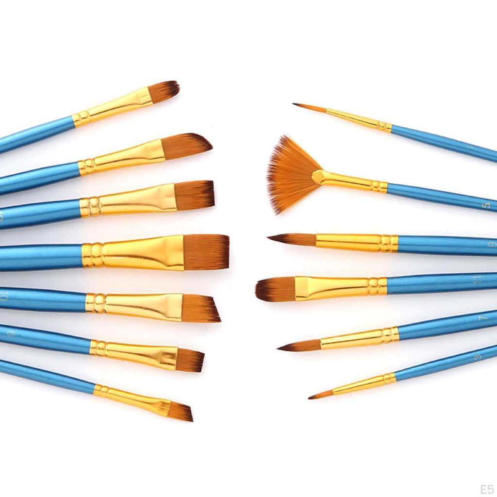 13 Pack Paint Brushes Set Nylon Hair Acrylic Fine Art Painting Kids Beginners