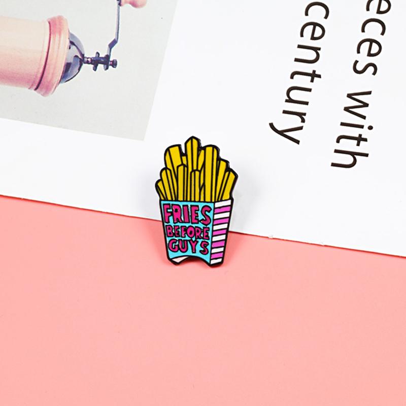 Cartoon Fast Food Brooch Sushi Ice Cream Donut Hamburger Fries Enamel Pin Denim Shirt Collar Label Pins Badge Kids Jewelry Gift
