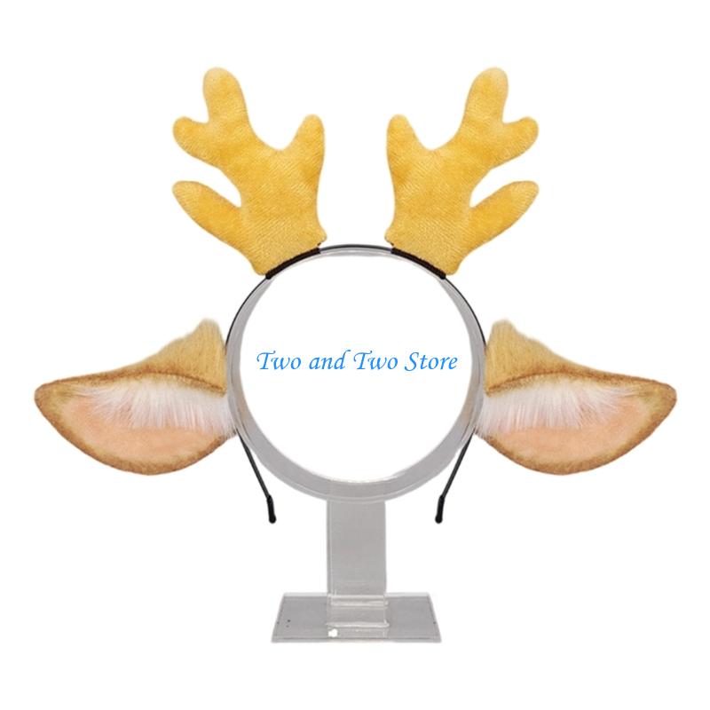 HX6F Flexible Bendable Reindeer Ear Hairband for Women Girl Holiday Celebration Dressingup Photography Cosplay Hairband