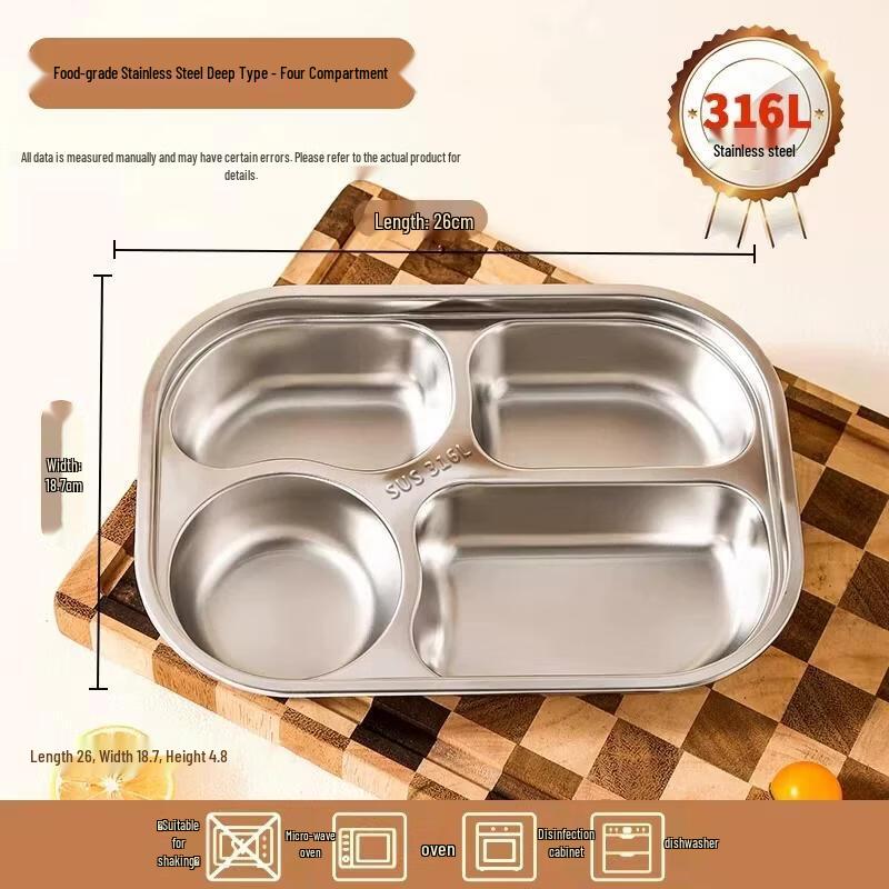 HANDUNYOU 316L Stainless Steel Cafeteria Meal Tray