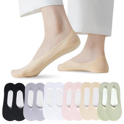 Women Mesh No Show Socks, 360° Silicone Anti-Slip Breathable Low Cut Socks for Flats Loafers, S/M Size