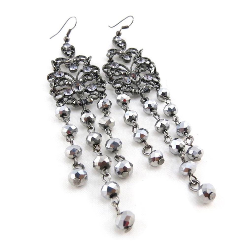 Les Trésors De Lily [J3960] - Gray 'Sissi' Designer Earrings