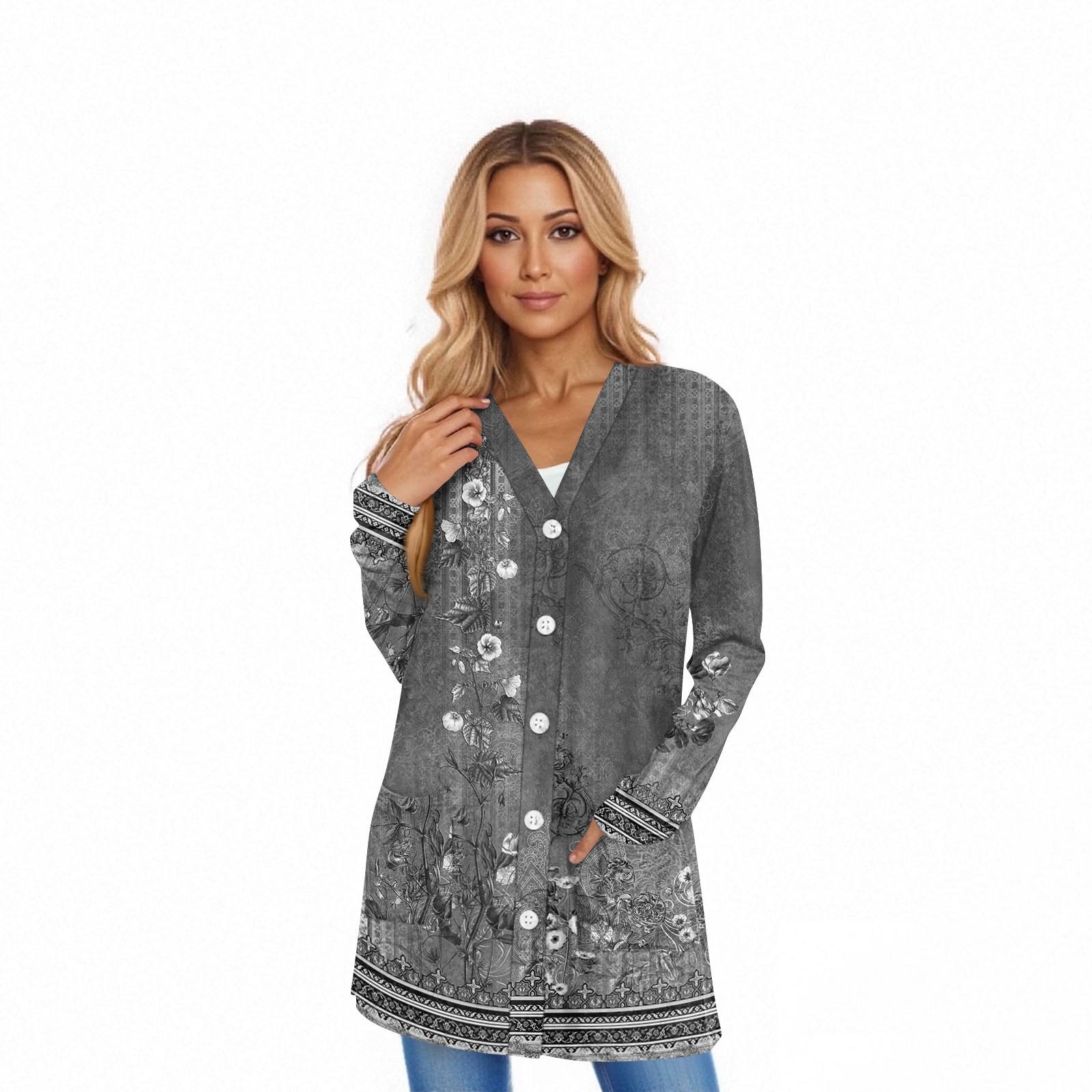 

Женский кардиган с длинным рукавом, повседневная куртка с карманами, топ XXL