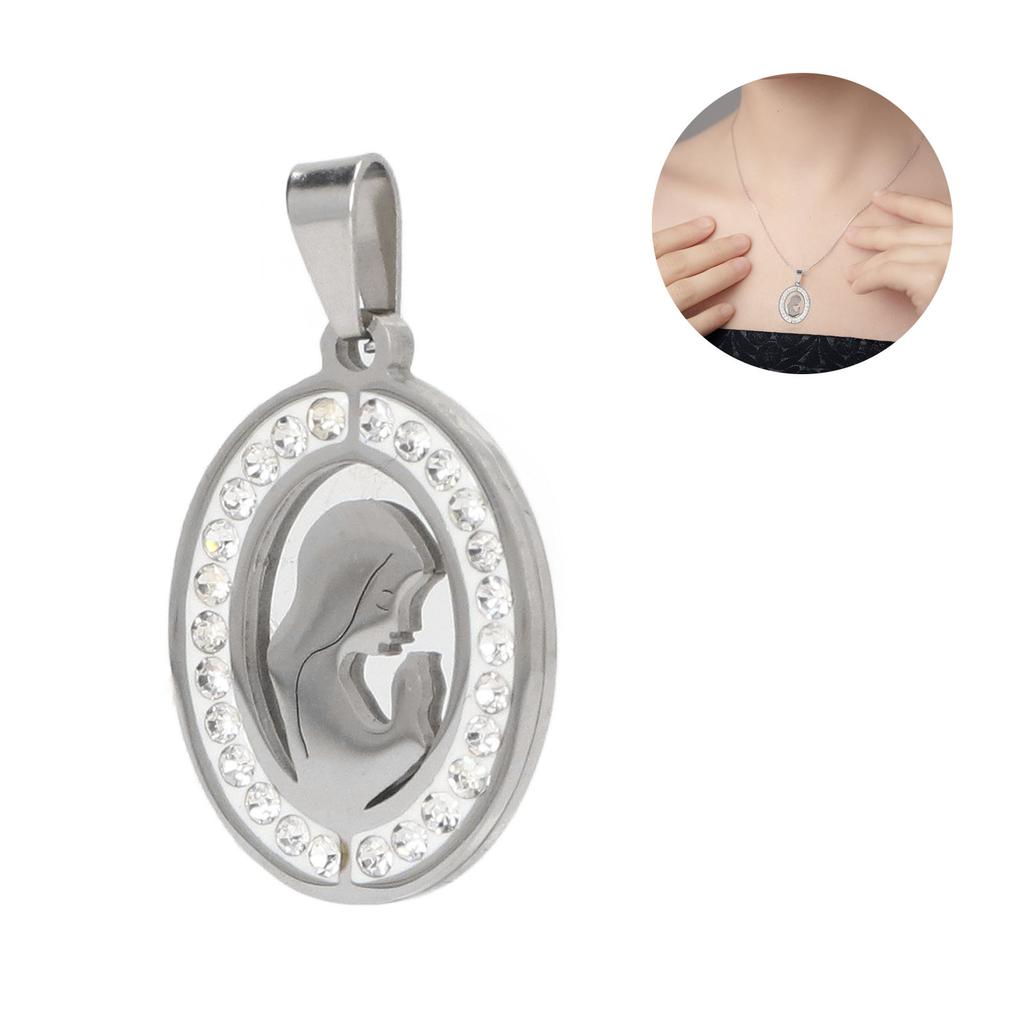 Virgin Mary Pendant Exquisite Carving   Steel Virgin Mary Jewelry for Men Women Daily Wear