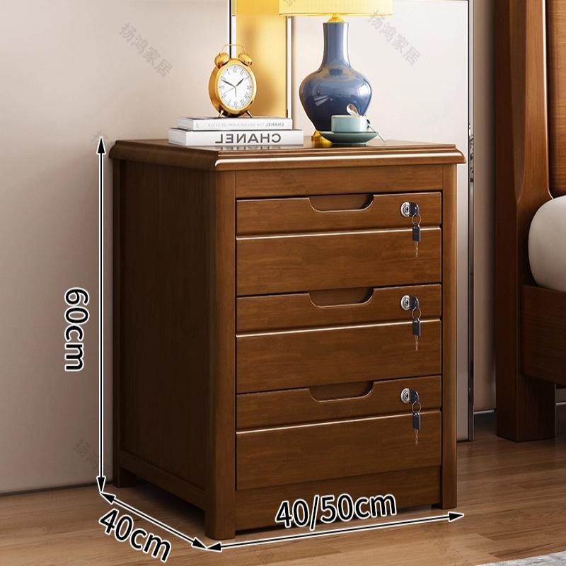 Chinese Retro Storage Cabinet with Lock, Minimalist Bedside Organizer Chest, Vintage Bedroom Dresser for Living Room Hallway