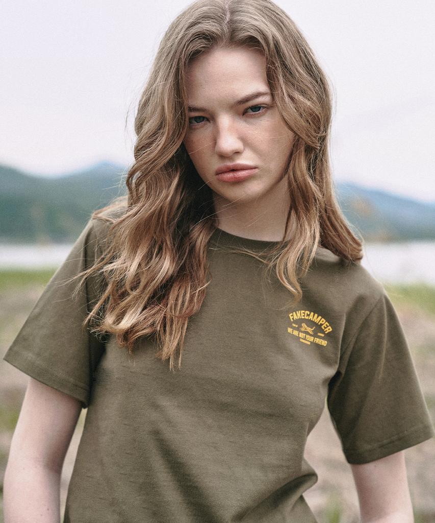 FAKE CAMPER Women'S Tiger Original Vintage Crop Short Sleeve T-Shirt [Khaki]