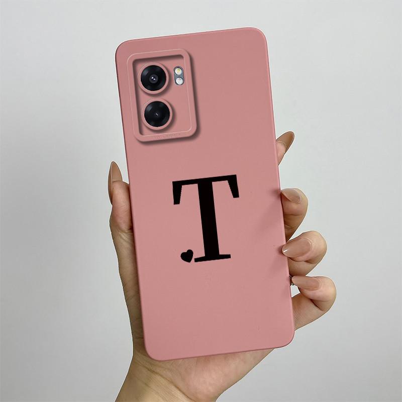 For Oppo A57 4G 2022 Case Oppo A57s A77s Cute Initial Letters Simple Cover Soft TPU Phone Case For Oppo A77 4G Back Cover Capa