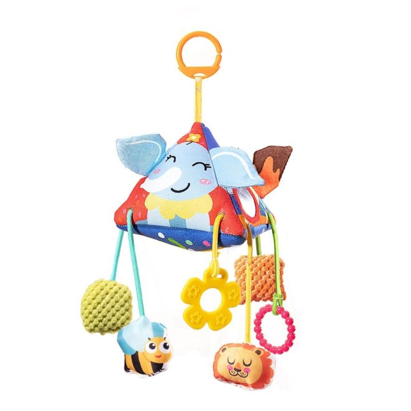 

Animal Sensory Activity Toy For Crib Strollers Hanging Soft Rattle Crinkle Paper Teether Textured for Infant Development