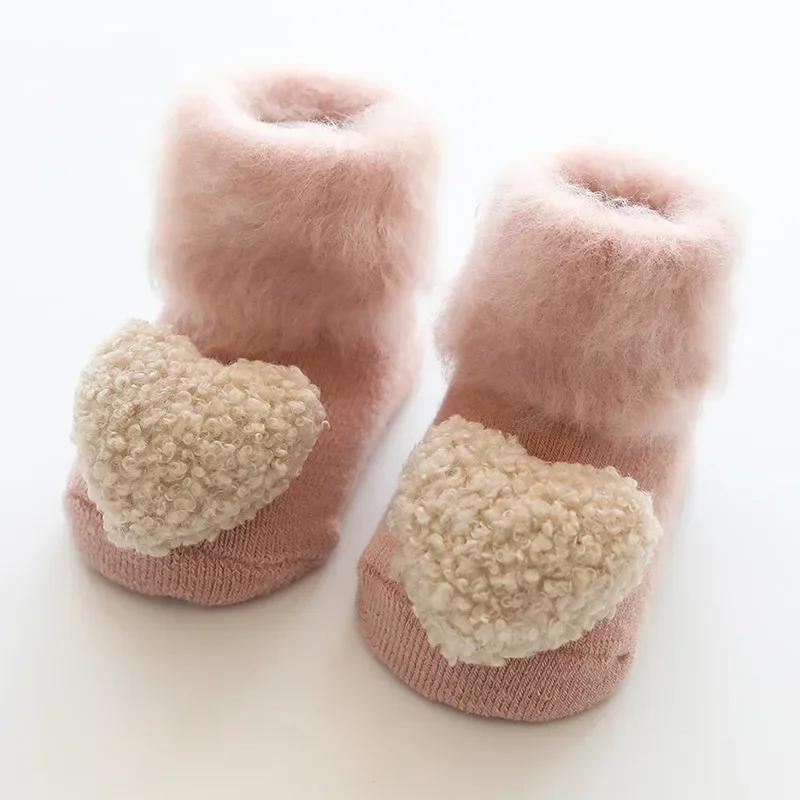 

Autumn Winter Velvet Thickening Plush Keep Warm Cute Baby Socks for Girls Boys Toddler Newborn Anti Slip Home Floor Stockings 1-2 year old