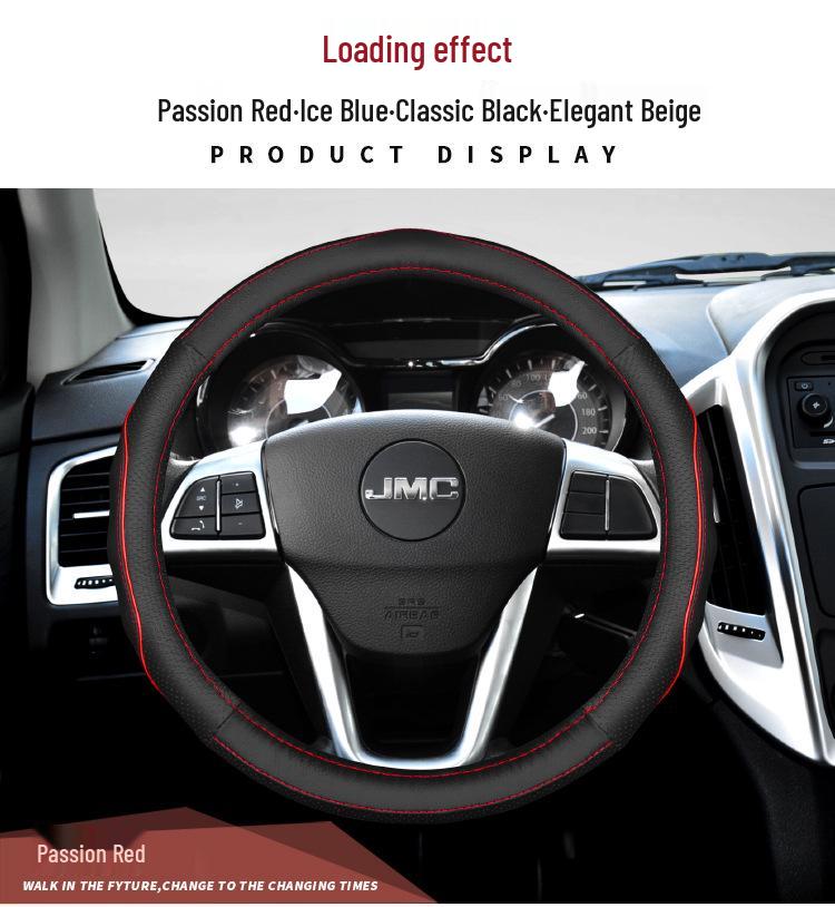 Jiangling Genuine Leather Steering Wheel Cover: Universal, All-Season, Breathable Fit for Teshunbao Yuhu Models 3, 5, 7, 9.