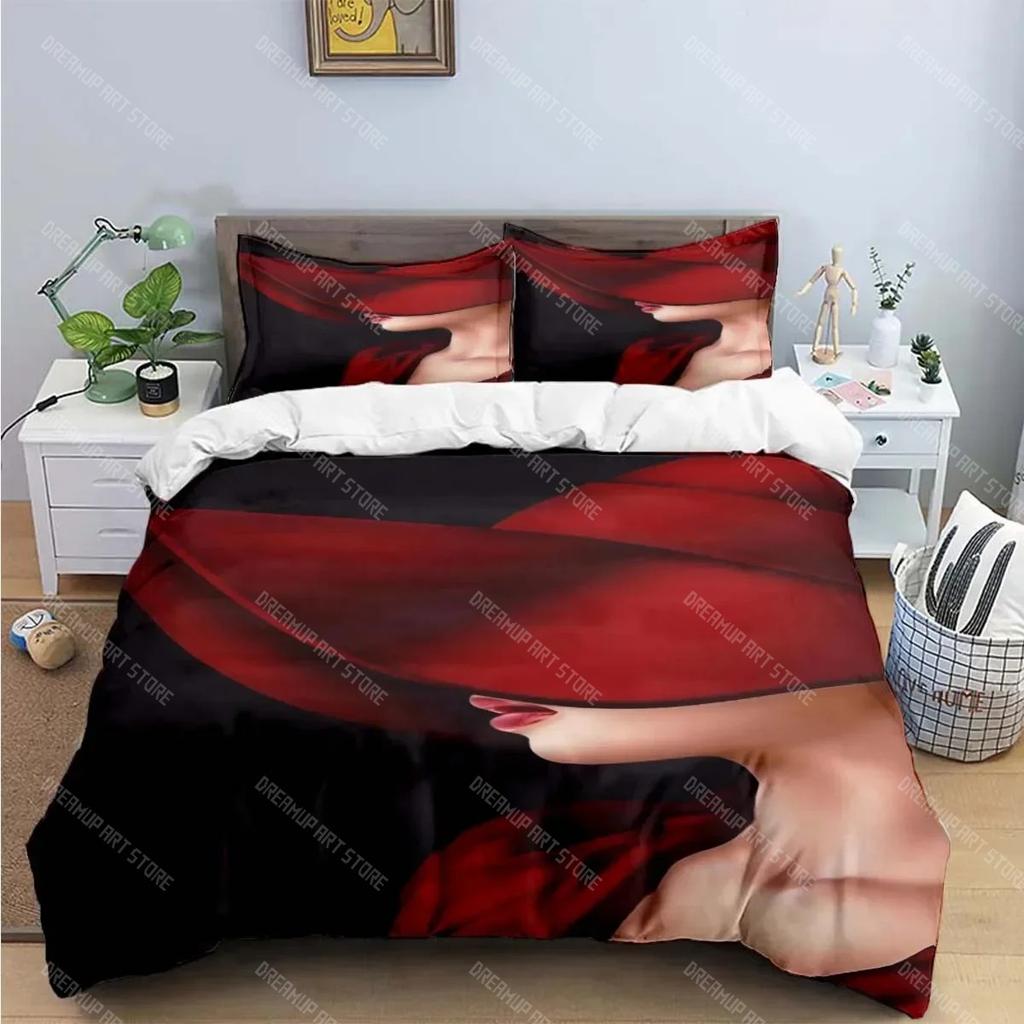 Schwarz-Weiß-Druck Bettwäschesets Bettzubehörset Bettbezug Bettdecke Set Bettwäscheset Luxusgeschenk Mode Neue Frau-Sexy