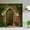 Waterproof Shower Curtain Set Flowers Arch Bridge Landscape Home Decor Bathroom Curtain Polyester Fabric Background Wall Decor