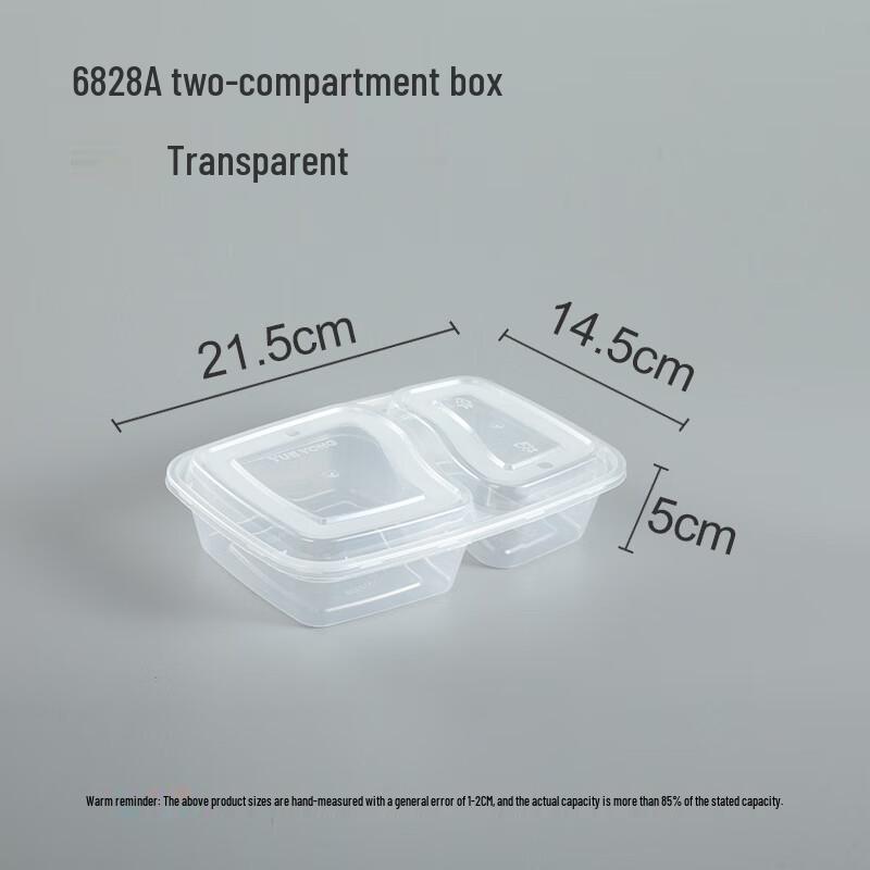 Disposable 2-Compartment Rectangular Takeout Containers with Lids