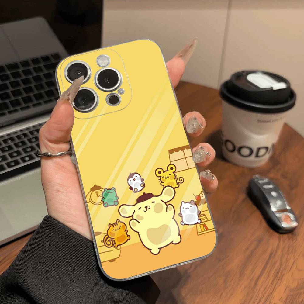 Cartoon P-Pompompurins Schattige Transparante Telefoonhoesje Voor IPhone 16 15 14 13 12 11 Pro Max Plus Zacht Hoesje