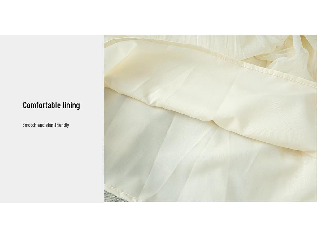 White Mesh Midi Skirt for Women - Elegant High Waist Drape Gentle Style