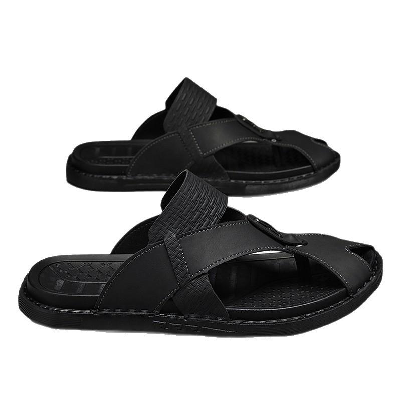 Plus Size Men's Slippers Summer New Wear Beach Toe Clip Flip Flops Men's Non-slip Leather Sandals