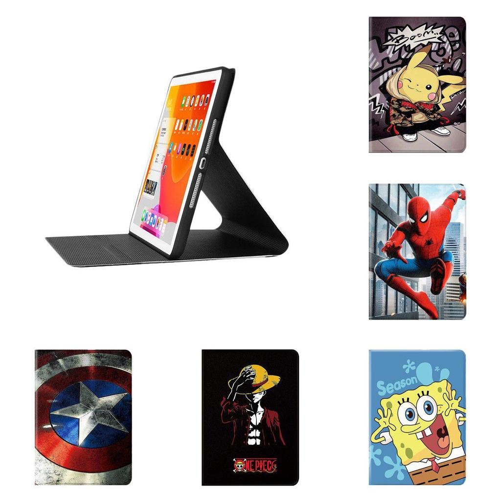 Ultra-thin Smart Ipad Cartoon Case Cover For Kids Pikachu Spiderman Luffy
