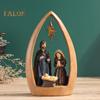 Heilige Familie Harz Figurine Krippen Advent Statue Joseph Jungfrau Maria Geburt von Jesus Skulptur Home Office Desktop Dekoration Ornament