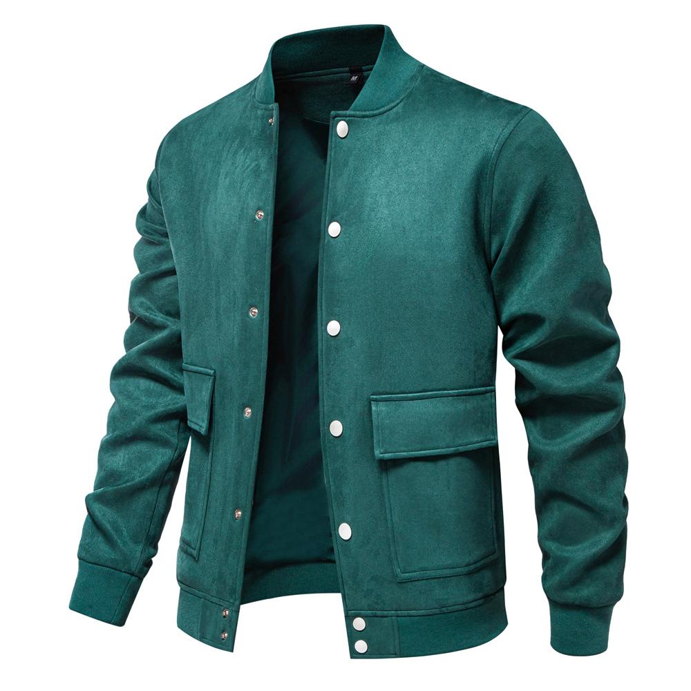 

AIOPESON Мужская замшевая куртка-бомбер на пуговицах с круглым вырезом и пуговицами, повседневная деловая верхняя одежда для бейсбола, куртка для мужчин EUR S 55-65kg