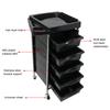 Black 5 Tier Hair Salon Trolley Barber Beauty Storage Rolling Cart Tool AccessoryBlack