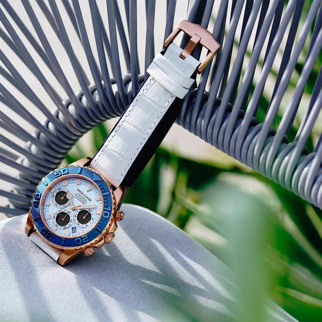 [Angel Clover] Timecraft Diver Watch, Solar Powered, 20 ATM Water Resistant, Mineral Glass, Light Blue Dial, TCD45PBU-WH, Men's [Authentic]