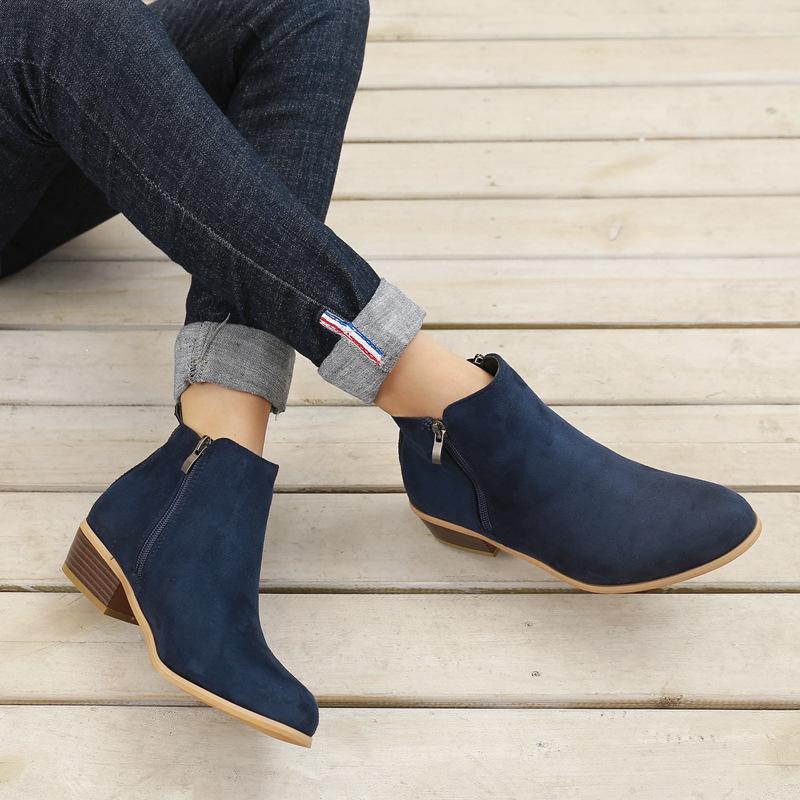Scarpe Donna Estive Stivaletti Retro con Tacco Alto Tacco Blocco Medio Chelsea Boot Stivaletti Casual Donna