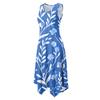 Women Sleeveless Crew Neck Floral Print Midi Dress Asymmetrical Hem Casual Loose Fit Summer Sundress for Everyday Wear