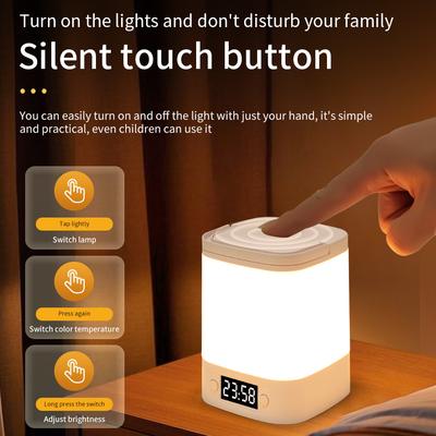 Portable Led Lamp Night Light with Time Display Rechargeable Lantern Remote Control for Outdoor Camping Bedroom Nursery Reading