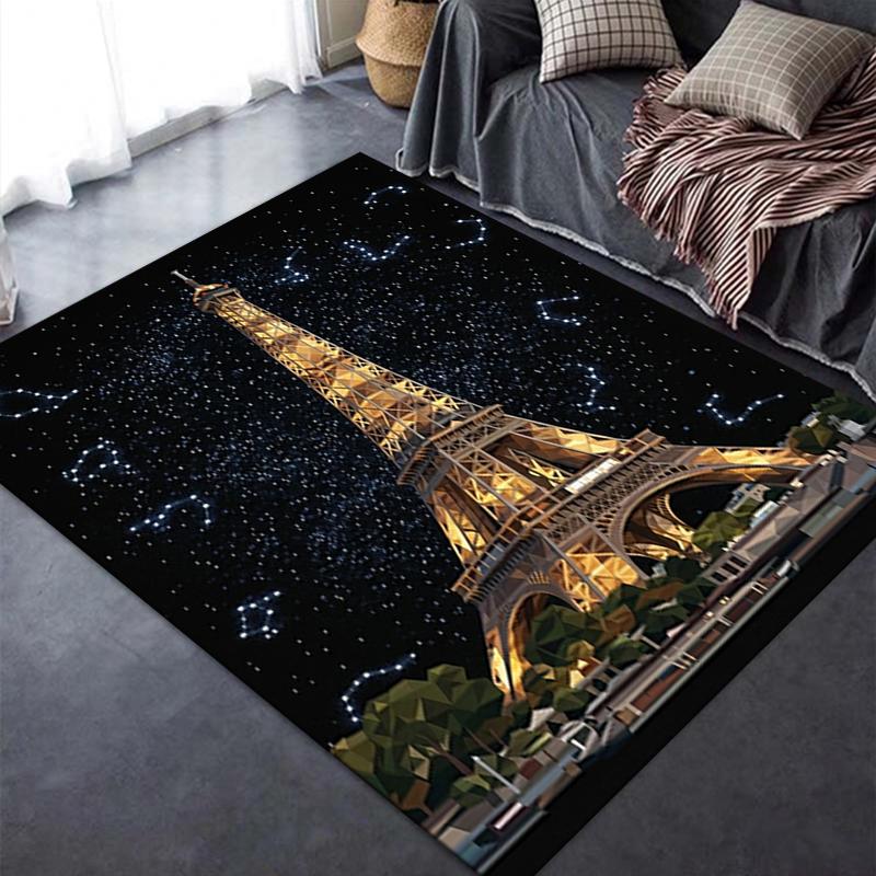 2025 New Paris Eiffel Tower Carpet Rug for Living Room Bedroom Home Sofa Decoration,Kids Play Non-slip Floor Mat86
