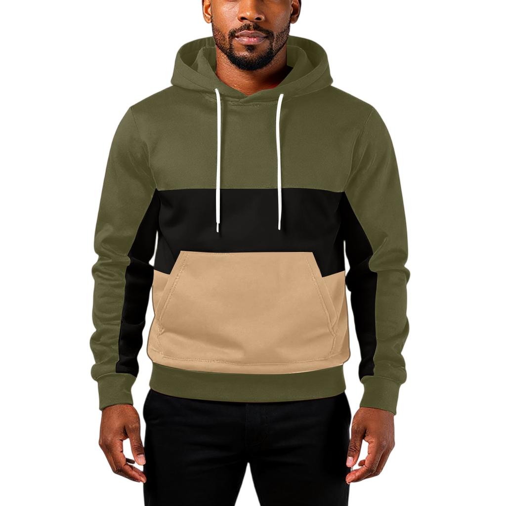 Men's Hooded Sweatshirt, Contrasting Color Sweatshirt, Sports   Casual