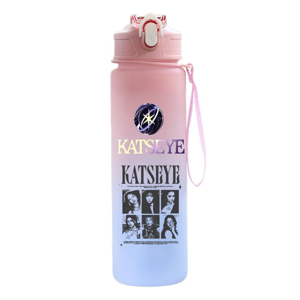 750Ml Water Bottle Anime Cartoon KATSEYE Printed Large Capacity Drinking Cup Portable Outdoor Sports Water Cup Children Kid Gift
