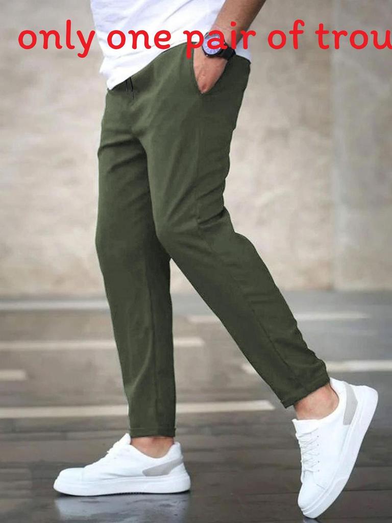 Men Casual Nine Pants With Polyester Fabric For Autumn Everyday Wear