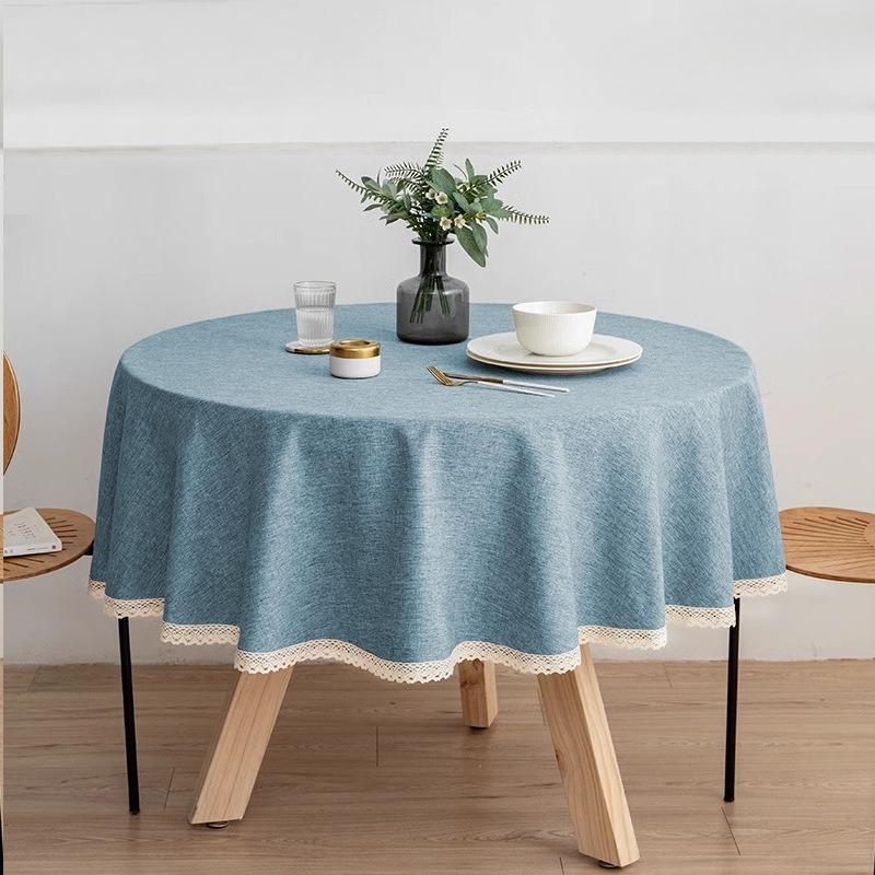 Cotton and Linen Round Table Cloth Waterproof and Oil-proof Hotel Ins Style Table Cloth Restaurant Dirt-resistant Table Cloth Decoration