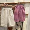 Girls' Spring/Fall Casual Straight-Leg Elastic-Waist Pants Solid-Color Loose-Fit Long Pants