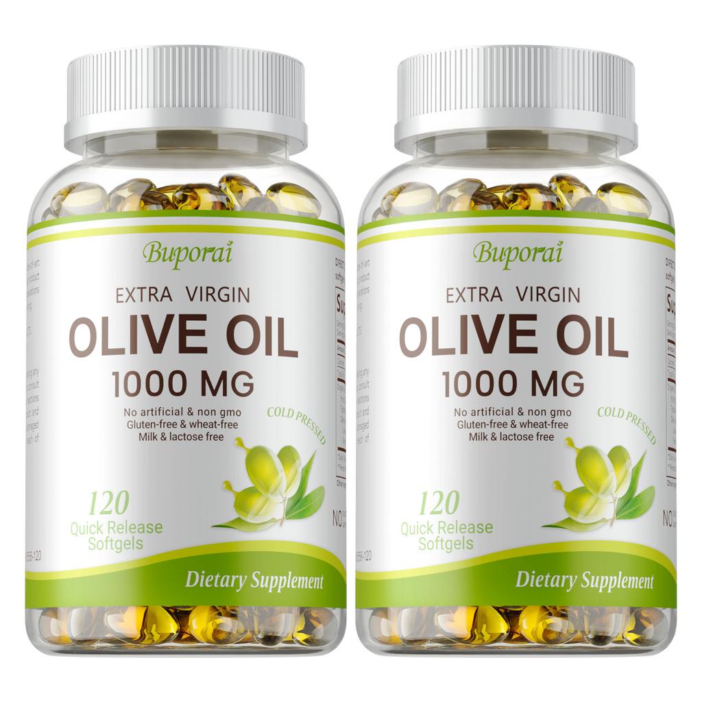 Kapseln mit nativem Olivenöl extra, 1000 mg, natürliche pflanzliche Ernährung, Immununterstützung, für Erwachsene geeignet.