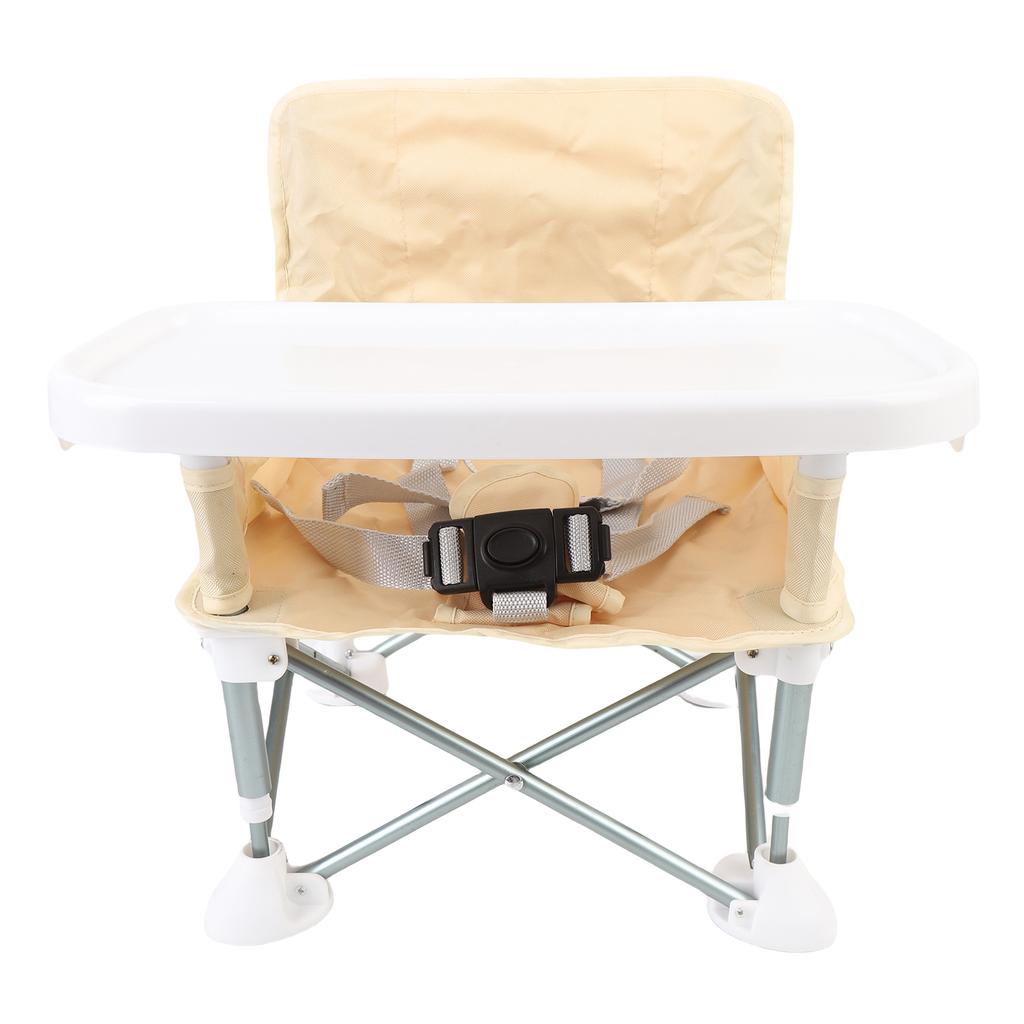 Přenosná židlička s podnosem béžová bezpečná rychlé rozložení skládací přenosná krmící židlička pro venkovní kempování cestování