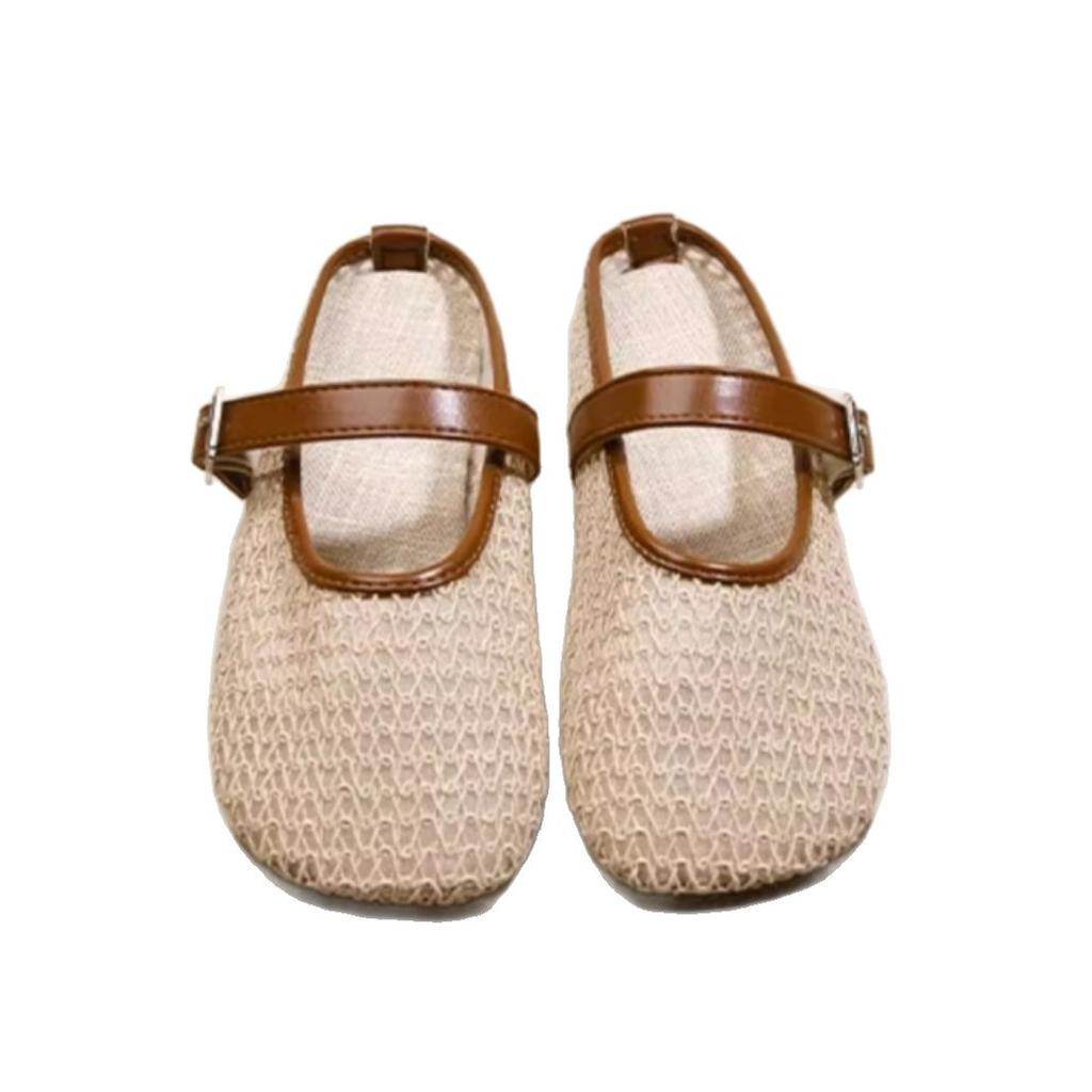Baotou half slippers women's 2025 spring and summer new versatile flat-bottomed mesh yarn breathable soft-bottomed cool slippers