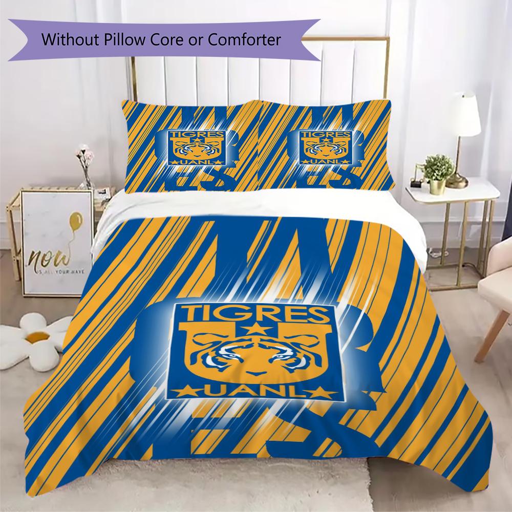 Tigres UANL Pattern Bedding uilt Set uilt Cover Pillowcase Home Decoration Birthday Gift (1 * duvet cover + 2 * pillowcase without core)219