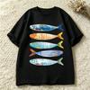 T-shirt Imprimé Poisson Sardine Coloré Aquarelle Unisexe Art Graphique Océanique Col Rond Manches Courtes Décontracté Streetwear Harajuku Y2k Haut
