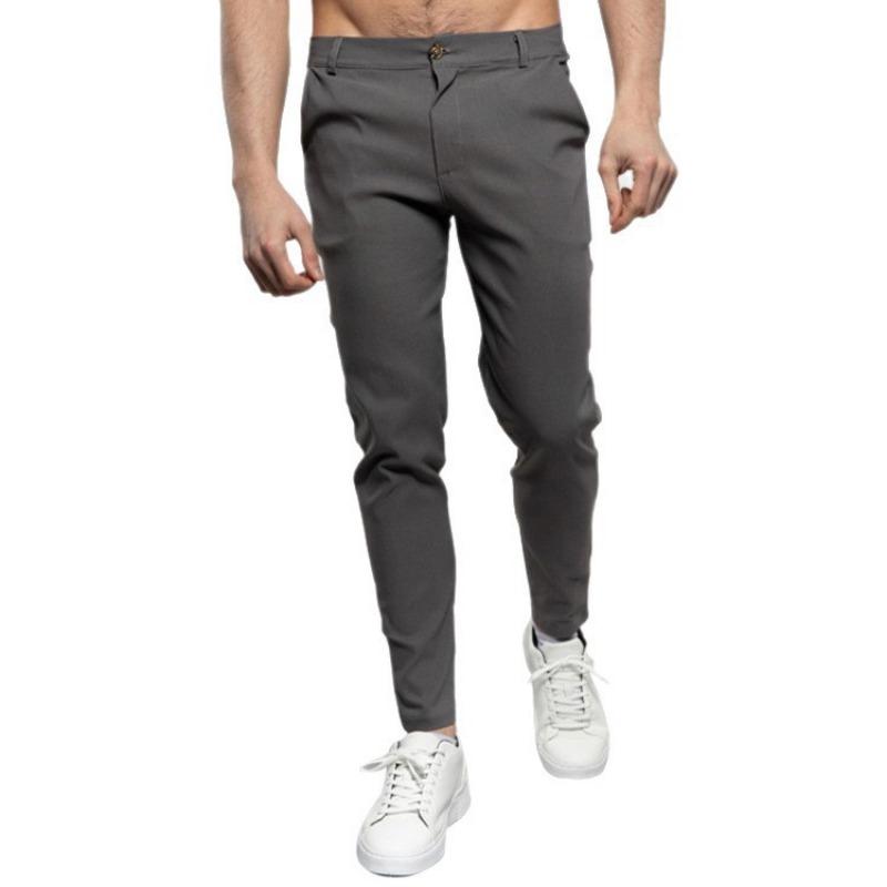 Calças Chino Masculinas Slim Fit Algodão Stretch Perna Afunilada Calças Casuais