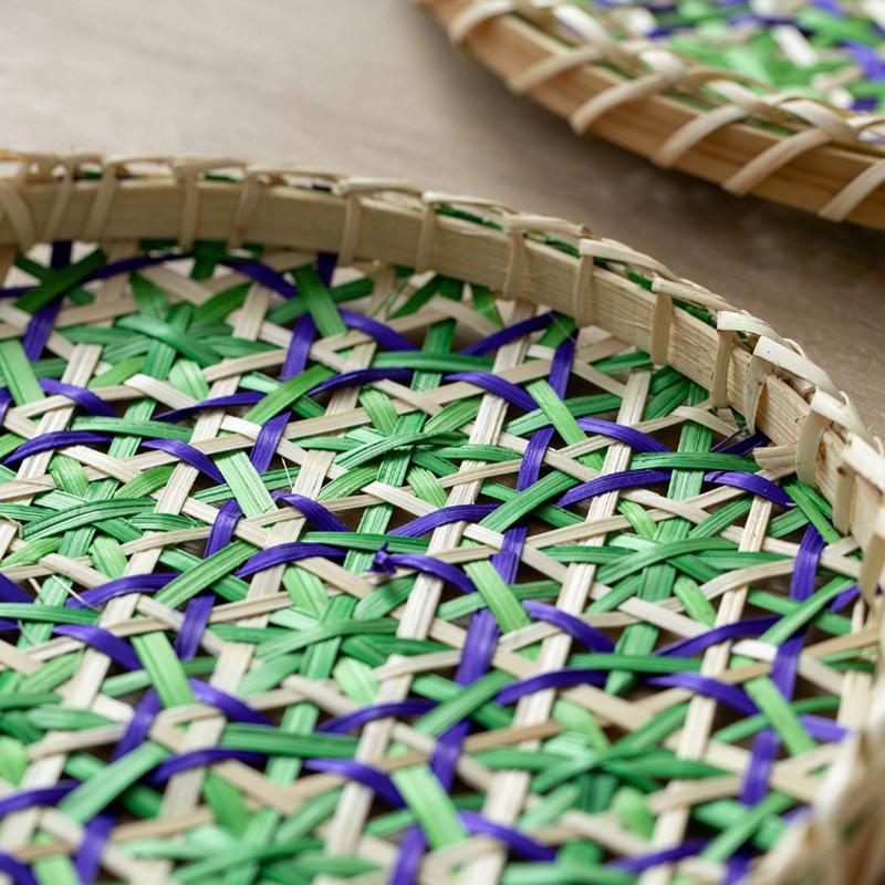 1PC Handwoven Bamboo Fruit Basket Bamboo Household Bamboo Sieve Tray Bamboo Strainer Ethnic Traditional