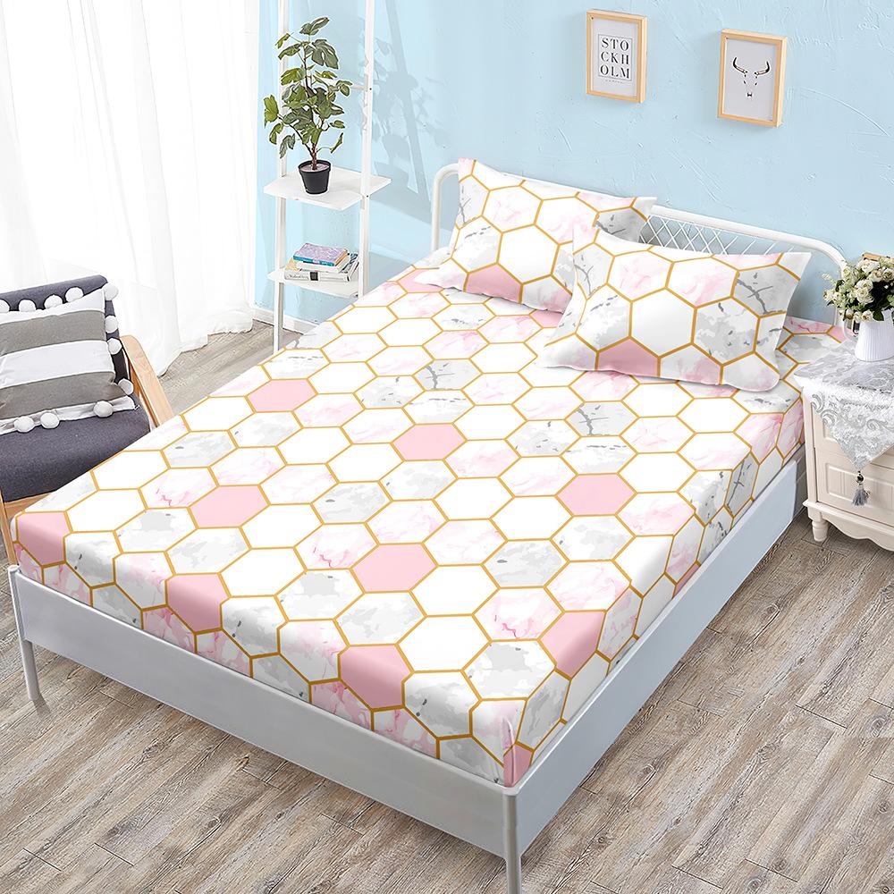 Simple Wind Mattress Three-Piece Set Geometric Line Bed Sheet All-Inclusive Mattress Protective Cover
